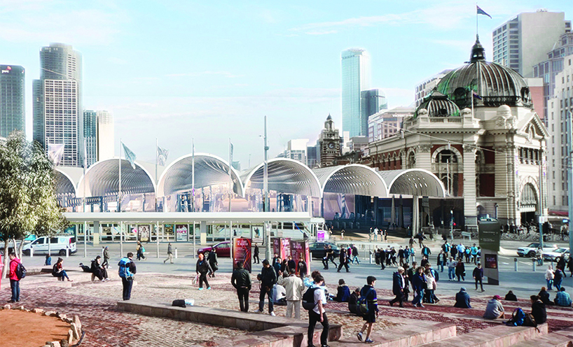 Flinders Street Station Architectural Render, Competition winner Architects: HASSELL+Herzog & de Meuron