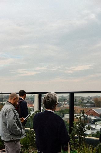 3 GANA Architects explore the rooftop balcony of Bangs St Housing Development